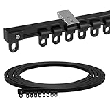 B3B4 ミニ 極小の 白黒の二色 曲がる カーテンレール 1m 2m 3m 4m 5m 6m 仕切り 出窓 シングルカーテンレール (黒-銀天井付け-1m)