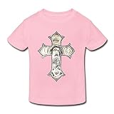 星 ２～６歳子供 半袖 男女兼用 十字架 キリスト教 宗教 イエス オリジナル ティー Tシャツ Pink 5-6 Toddler