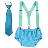 子供服 ベビー服 夏 ショーツ ネクタイ3点セット 赤ちゃん男の子 下着パンツ 3-24か月 コスチューム 寝相アート 着ぐるみ 出産祝い 可愛い 撮影 ズボンつり 新生児 サロペットパンツ (グリー