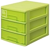 サンコープラスチック 小物収納3段 シルキ- 幅25.2×奥35×高28cm グリーン