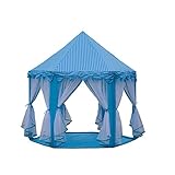 JYAKU　子供用　子供プレイテント　キッズ　室内テント　秘密基地　知育玩具　おままごと　遊び小屋　室内用　6角型　蚊を防ぐ (ブルー)