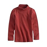 YUEGUANG 子供服 長袖Tシャツ タートルネック長袖カットソー コットン 無地 速乾性 伸縮性 キッズ 男の子 女の子 ジュニア 100-140cm (レッド, 110cm)