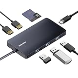 サンワダイレクト Type-C ドッキングステーション 2画面出力 HDMI 4K ×2/microSD ×1/SDカード×1/ Type-A ×3 PD 100W 8in1 L字アダプタ ケーブル長20cm 400-HUBCP24BK
