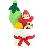 出産祝い ベビーギフト granpapa（グランパパ） おくるみブランケット 木のラトル さやえんどう 布ボール 日本製 ファーストケーキ ギフトセット 男女兼用 (ホワイトxリサ赤)