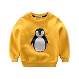 PANCY 子供服 秋冬 トレーナー キッズ 長袖 男の子 女の子 綿 裏起毛 かわいい 動物柄(イエロー,110cm)