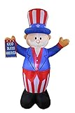6 Foot Tall Patriotic Independence Day Inflatable Uncle Sam w/ God Bless America Flag [並行輸入品]