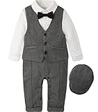 (コ-ランド) Co-land ベビー服 フォーマル ロンパース ベスト ハット 子供 3点セット 男の子 結婚式 撮影用 出産祝い お洒落 洋服 キッズ 70 グレー
