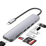 カンムリ USB ハブ Type C ハブ USB 3.0 7in1 変換アダプター 高速転送 ドッキングステーション 87W PD充電 4K HDMI Micro SD/SDカードリーダー TFカードリーダ USB-C タイプC MacBook Pro、MacBook Air、iPad Pro、iPad Air、Surface、Chromebookなどのノートパソコン、タブレットPC対応