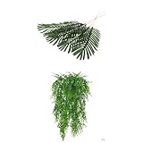 SM SunniMix 現実的　緑　人工　アイビー　ヴァインズ　パーム　葉　装飾　部屋　庭　装飾　長寿命　7本　　