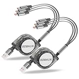 【2本セット】SDBAUXマルチ充電ケーブル 3in1 充電コード 巻き取り3A急速充電 ライトニングケーブル 携帯充電ケーブル スマホケーブルIP/Type C/Micro usb同時給電可能 多機種対応 (黒2)