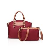 NICOLE&DORIS マザーズバッグ ショルダー斜めがけ 2点セット ハンドバッグ 化粧品ポーチ財布 多機能 大容量 ママバッグ 旅行用 収納 親子バッグ 撥水 レディース ポリエステル　赤