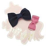 mimi(ミミ)グログラン ヘアクリップ(ネイビーSET)大小 2個セット 滑りどめ付 日本製