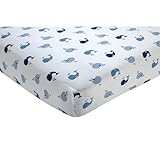 Nautica Kids Brody Nursery Bedding Collection (Crib Sheet - Whale Print) by Crown Crafts