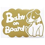 ゴールド（金） 犬 ジャックラッセルテリア ネクタイ Baby on board ベビーオンボード ステッカー 窓ガラス用シールタイプ 車 戌 干支 動物