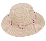Plus Nao(プラスナオ) 帽子 レディース キッズ ハット 麦わら帽子 ストローハット 花 カジュアル リボン 小物 シンプル 子供52cm カーキ