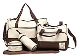 In 5 Colours, 5 Piece Baby Changing Bag - Brown by Baby World