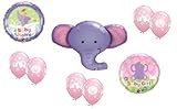 loonballoon Elephant Ellieジャングルサファリ動物園ガールズベビーシャワーパーティー9 Mylar &ラテックスバルーン