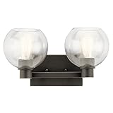 Kichler Lighting 45893oz Harmony – 2ライトBath Vanity , Oldeブロンズ仕上げクリアガラス
