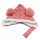 ベビー ダブルボンボン とんがり ニットキャップ  子供  冬 帽子  色選べる (ピンク)