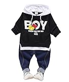 CXYP キッズ服 男の子 春夏 上下セット コットン 子供服 カジュアル 幼児 長袖 80cm～110cm (90cm, ブラックⅠ)