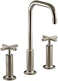 KOHLER K-14408-3-BV Purist Widespread Lavatory Faucet with High Gooseneck Spout and High Cross Handl