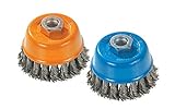 Walter 13G554 Knot Twisted Wire Cup Brush with Ring, Threaded Hole, Carbon Steel, 5 Diameter, 0.035 