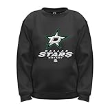 NHLダラス星長袖フリースクルーネックトップ、Large、ブラック