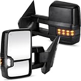 PZ 運転席と助手席側牽引ミラー パワーヒート付き スモークシグナル付き クリアランスランプ ブラック 交換用 2007-2014 シボレー シルバラード GMC シエラ 1500 2500/HD 3500HD用