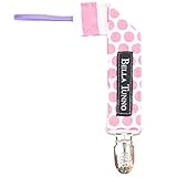 Bella Tunno Fabric Loop Pacifier Clip, Honeycomb Pink Dot/Pink Rugby, Small by Bella Tunno