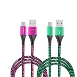 [二本 みどり+あお] USB Type C ケーブル【3A急速充電 QC3.0】高速データ転送 タイプc 充電ケーブル 高耐久ナイロン編み USB-A to USB-C スイッチ, Xperia XZ3 XZ2 XZ1 XZ, Galaxy note 10 9 8 S10 S9 S9+ S20 A20 A21, GoPro Hero 5/6, LG等type-c機種対応 (2M+2M(赤+緑))