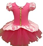 Candykids　 子供 スカート付き子供用バレエレオタード 体操 新体操・女の子 キッズバレエレオタード　バレエレオタード 子供　レオタード 子供用 (120cm, ピンク)