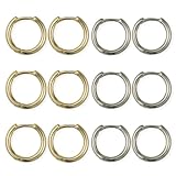 フープピアス リング パーツ 中折れ式 ゴールド シルバー 6ペア12個セット シンプル ハンドメイド アクセサリーパーツ