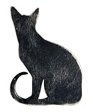 Designocrasy Black Cat Silhouette Rustic Wooden Sign Cat Monogram Handcrafted Wall Art, Home Decor 1