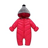 Tortor 1bacha(JP)　男女兼用　ダウンロンパース　ベビー　キッズ　女の子　ダウンコート　赤ちゃん　男の子　ベビー服　カバーオール　防寒服　秋冬　防風　保温　出産祝い　赤　80　90　10