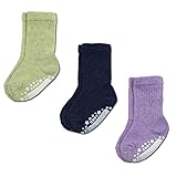 ベビー・ルーズソックス3足組・日本製 9-12cm グリーン、ネイビー、パープル