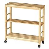 CtoC JAPAN Select ワゴン キャスター付き ナチュラル 幅70cm×奥行25cm×高さ75cm