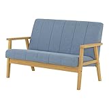 佐藤産業 ２人掛け ソファー（120cm幅／座部：ストライプステッチ） Sereno（セレノ） ライトブルー（肘部：ナチュラル） CS120-ST-LBL FB NA