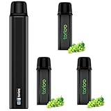 電子タバコ VAPE スターターキット 本体 15000回吸引 カートリッジ 3個入り POD LEDディスプレイ搭載 残量表示 使い捨て 使用簡単 メンソール入り 爆煙 禁煙 ベイプ コスパ ニコチン0 タール0 IM4型 TORIDO (マスカット*3+バッテリー*1（黒）)
