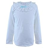 レースフリル付き 長袖Tシャツ キッズ ガールズ ブラウス 卒園式 入学式 fo-63012 120cm シロ