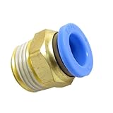 uxcell ワンタッチ継手　クイック継手 エア式管継手 クイックジョイント 12mm x 20mm ゴールドトーン ブルー