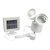 Waterproof PIR Saving Adjustable two Heads Solar LED Lamp solar lawn lamp for garden/pathway (White)