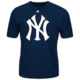 ニューヨーク・ヤンキースマジェスティック合成公式ロゴ半袖Tシャツ( Large )