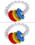 MyBoo Autism/Sensory/Teething Chewable Beads and Rings Bracelet - 2 Pack, Primary Colors on White by