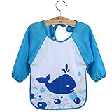 Pumpumly 長袖 エプロン 防水 ベビー お食事用 赤ちゃん 幼児 お食事