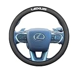 Hearsheng 適合レクサス LS 40系 50系 RX 10系 20系 新型RX IS 30系 GS 10系 NX CT ES LX 新型GX 250系 LBX 10系 LMレザー材質ハンドルカバー ステアリングカバー 内装カスタムパーツ アクセサリー爪キズ防止 安全性 滑り止めグリップ感 通気性よく 春夏秋冬四季 取り付け簡単 車種専用設計(黒（黒ステッチ）)