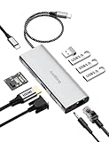 USB-Cハブ 11-in-1 ドッキングステーション【4K HDMI & VGA対応 / 100W PD充電 / 1Gbps イーサネット / 4つのUSB-Aポート/SD&MicroSDスロット】Type-C ノートPC・タブレット用｜MacBook, iPad Pro, iPhone 15/16以降, Switch, Surface, Lenovo、thunderbolt 3/4等対応
