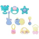 Aivtalk 9 Piece Baby Rattle and Teether Toy Set with Giant Baby Bottle Coin Bank by Aivtalk
