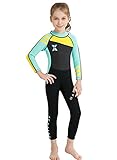 Nataly Osmann 2.5MM 子供用ウェットスーツ キッズウエットスーツ 2.5ミリ 防寒保温連体長袖と短袖フルスーツ 女の子用ダイビングスーツ 日焼け止めの水着