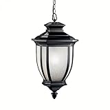 Kichler Lighting 9843BK Salisbury 1-Light Outdoor Pendant, Black with White Linen Glass [並行輸入品]