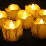 Youngerbaby 12pcs Amber Yellow Flickering Timing Flameless LED Tea Light Candles with Timer (6 Hrs o